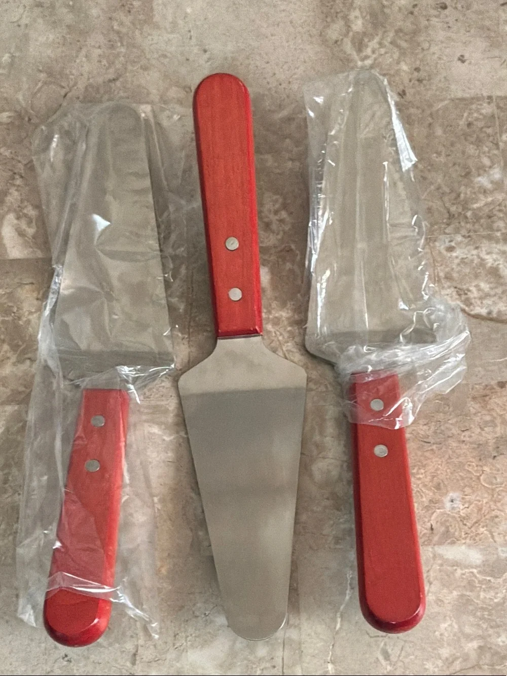 Red Cake Server and Spatula Set - Unbranded